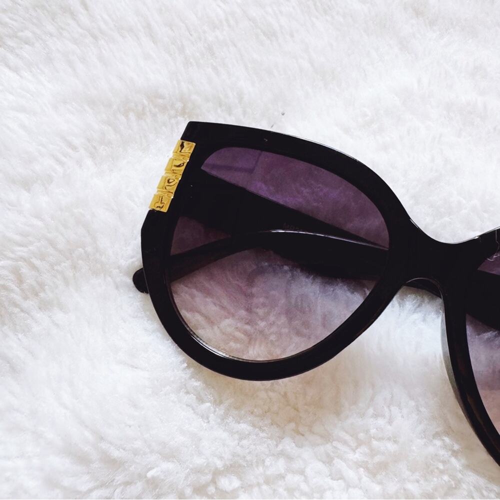 Rosy Black Cat Eye Oversized Sunglasses - Picture 2 of 10